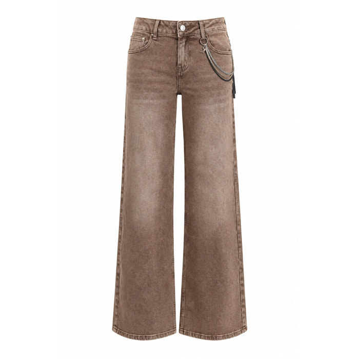 Kocca - Pantaloni a gamba larga e vita alta con catena decorativa Donna