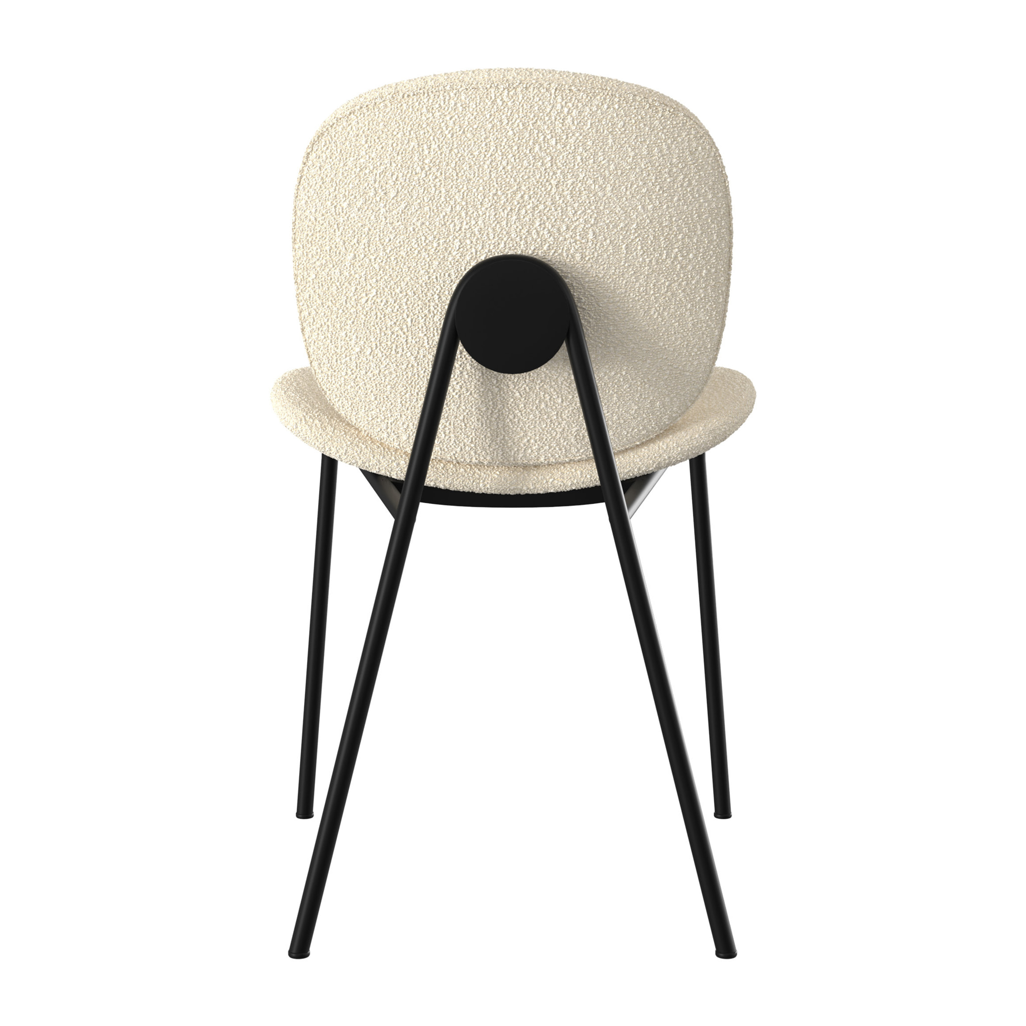 Lot de 2 chaises en tissu bouclé beige et pieds en métal noir - Iris