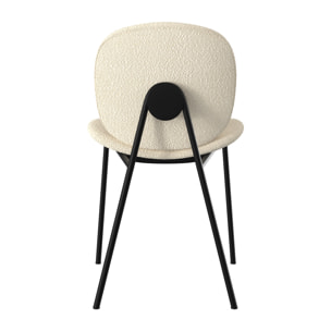 Lot de 2 chaises en tissu bouclé beige et pieds en métal noir - Iris
