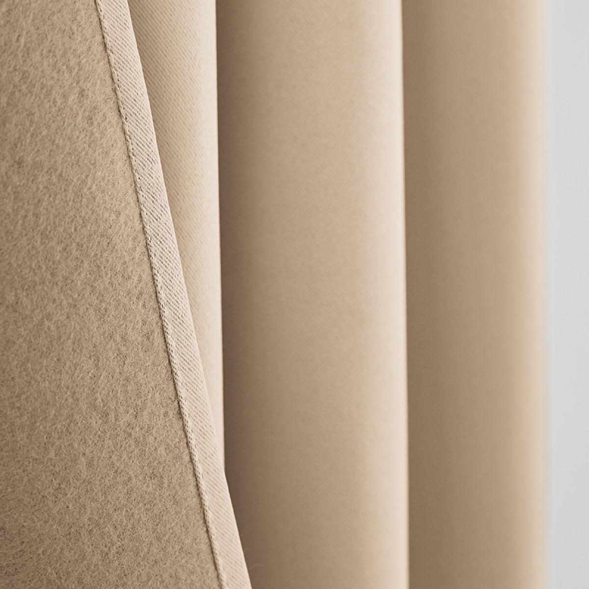 Lot de 2 rideaux occultant thermique beige 140 x 260 cm