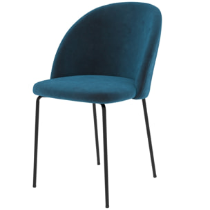 Chaise Karl en velours bleu foncé (lot de 2)