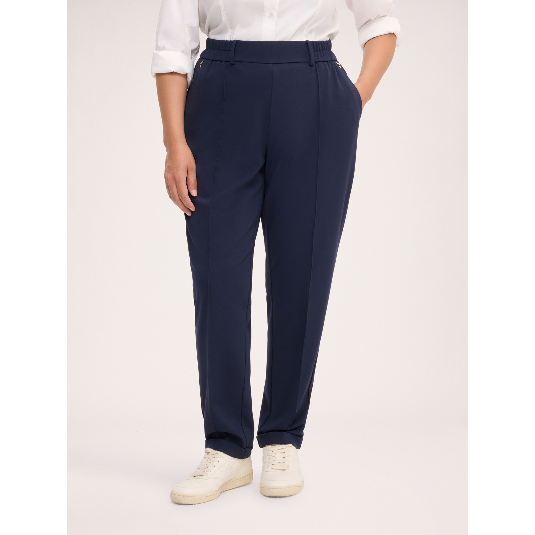 Fiorella Rubino - Pantalones Jogger en Punto Milano - Azul