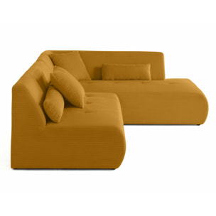 Onyx - canapé modulable d'angle droit - 5 places - en velours côtelé - Jaune