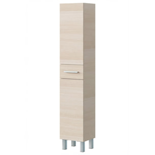 Mobile Alto Da Bagno Con 2 Ante E Cassetto Colonna Mobiletto Armadietto Salvaspazio In Melamina Lavanderia 182 x 35 x 30.5 Cm Rovere