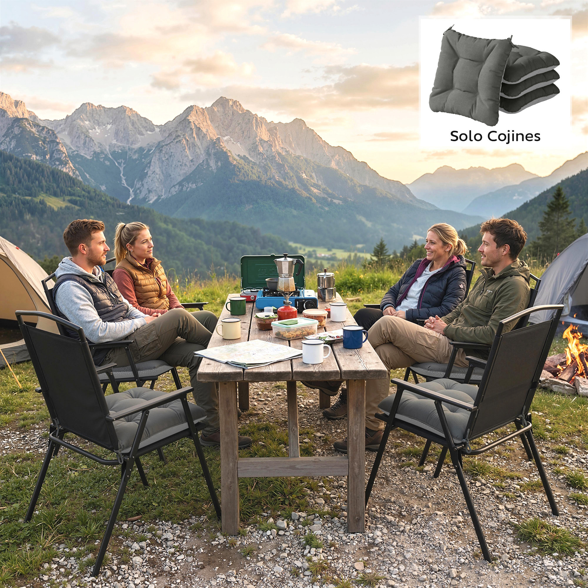 Set de 4 Cojines para Sillas, Cojines para Jardín, Colchones de Silla con Lazos y Base Antideslizante, Impermeables, Protección UV30+, para Interior y Exterior, 39,5x39,5x10 cm, Gris Oscuro
