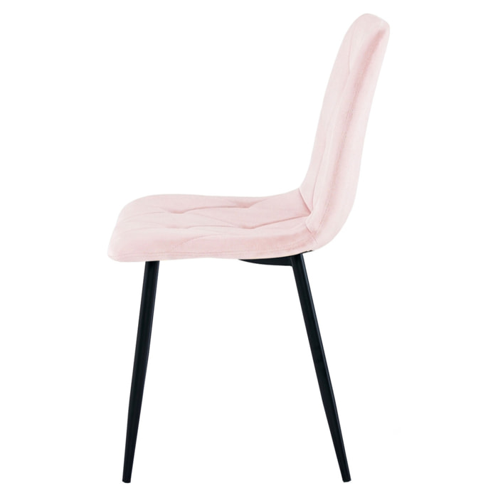 Sedia Libra in Velluto Rosa Cipria con Gambe Nere