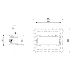 Mitigeur lavabo mural Architectura avec vidage Push Open chrome + corps encastré