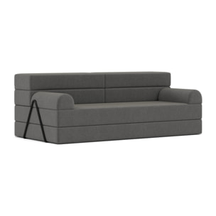 Astral - Canapé 3 places convertible en velours texturé - Gris