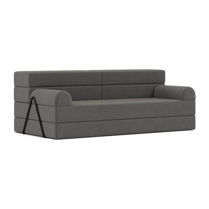 Astral - Canapé 3 places convertible en velours texturé - Gris