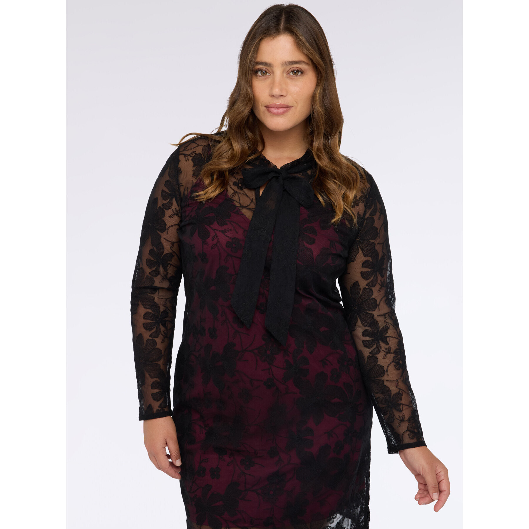 Fiorella Rubino - Vestido de encaje con combinación a contraste - Negro