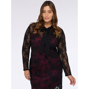 Fiorella Rubino - Vestido de encaje con combinación a contraste - Negro