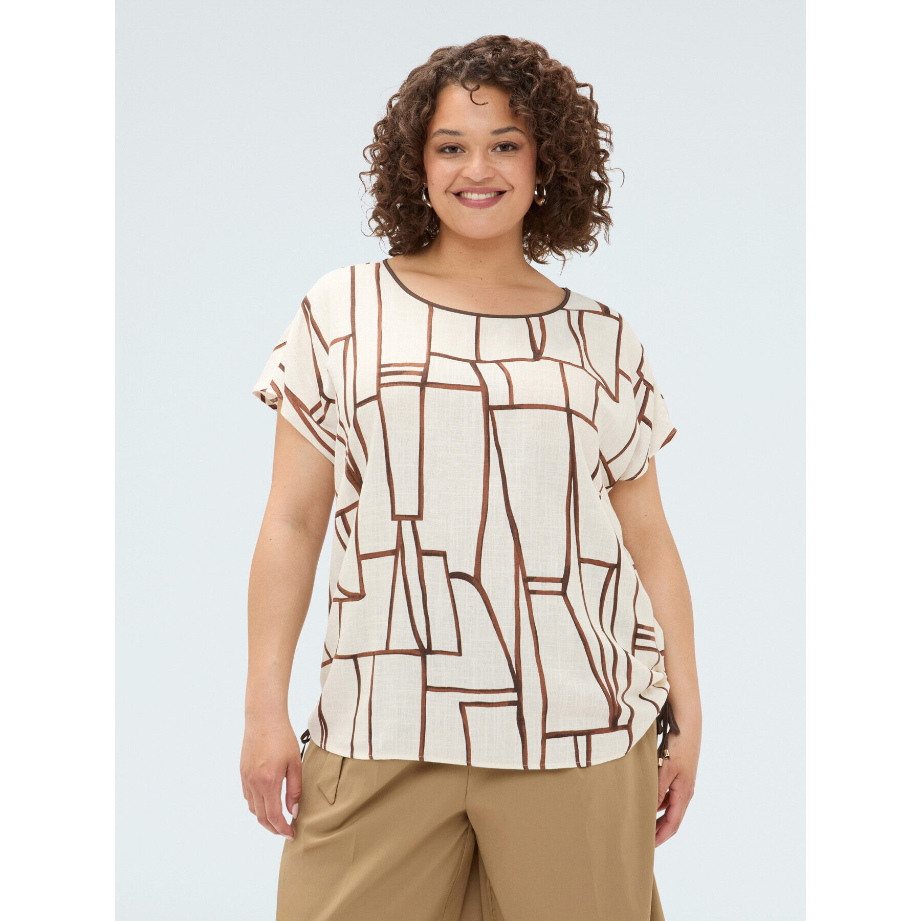 Fiorella Rubino - T-shirt con stampa geometrica - Beige