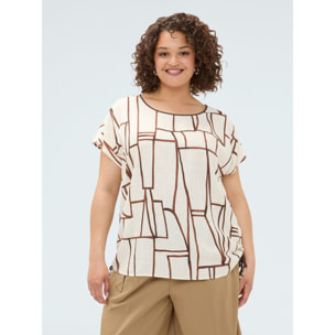 Fiorella Rubino - T-shirt con stampa geometrica - Beige