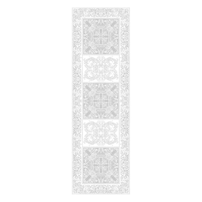 Chemin de table pur coton bio anti tache motif jacquard Alexandrine neige