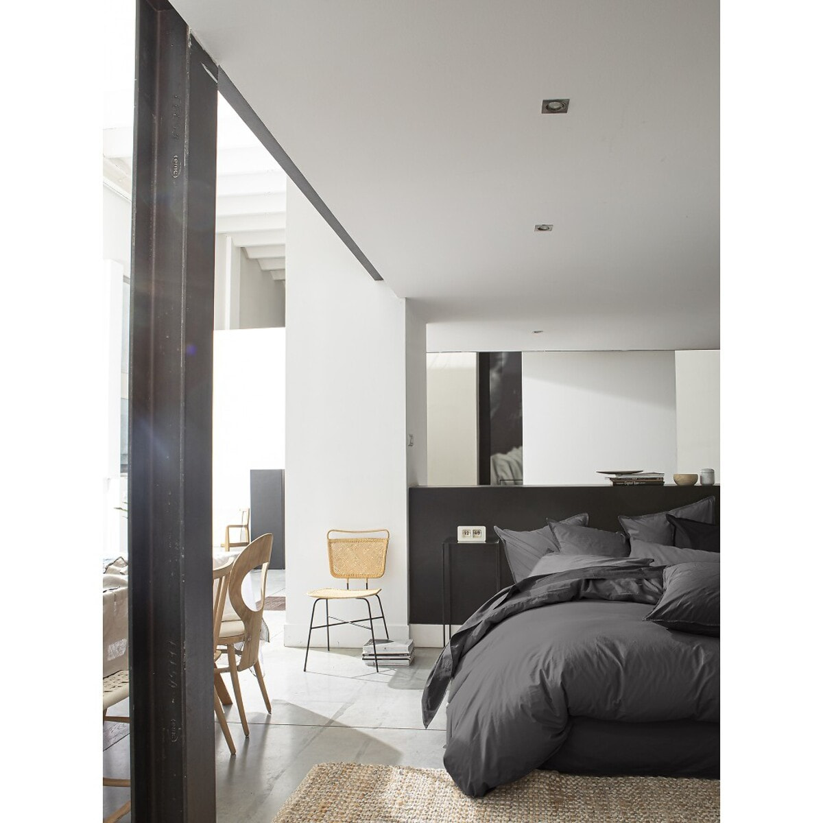 Paire de Taies d'oreiller percale de coton gris magnet
