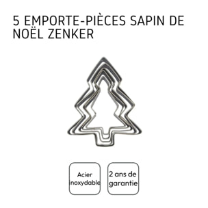 Lot de 5 emporte-pièces de Noël en forme de sapin Zenker Emporte-pièces