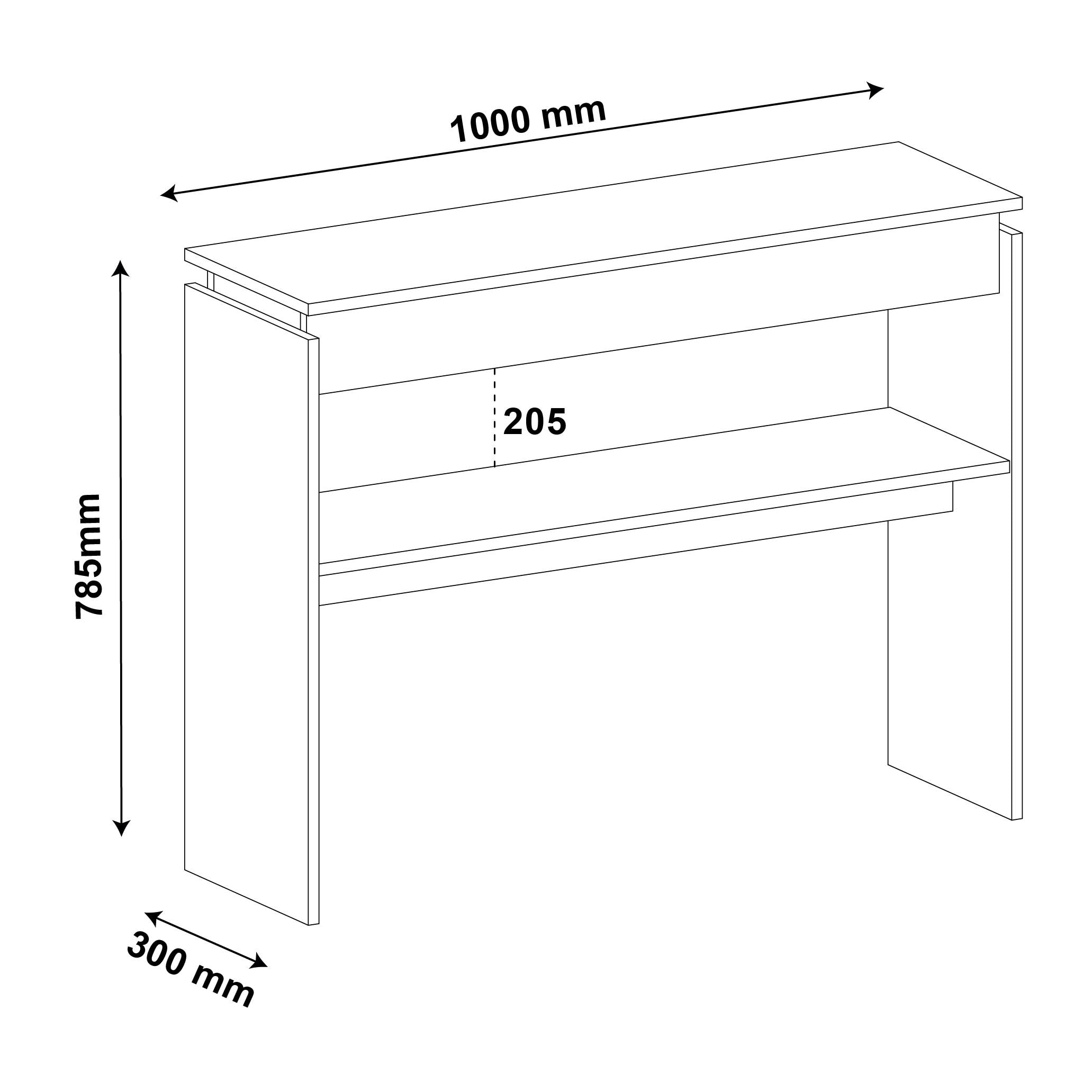 Consola TACRE - estante inferior - blanco - 100x30x78,5cm