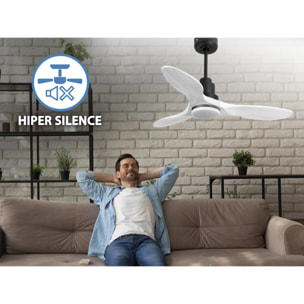 Ventilador de techo Modo Invierno/Verano Termostato Dimable Wifi Motor DC Techos Inclinados Mando a Distancia Luz tres tonos Hypersilence Memoria Vendible Shopify (AUTOMATICO) LimaD106C04LED64628 PURLINE