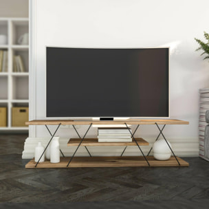 Mobile porta TV Dmustaph, Credenza da soggiorno, Armadio basso per TV, Base parete attrezzata, 120x30h33 cm, Nero e Noce