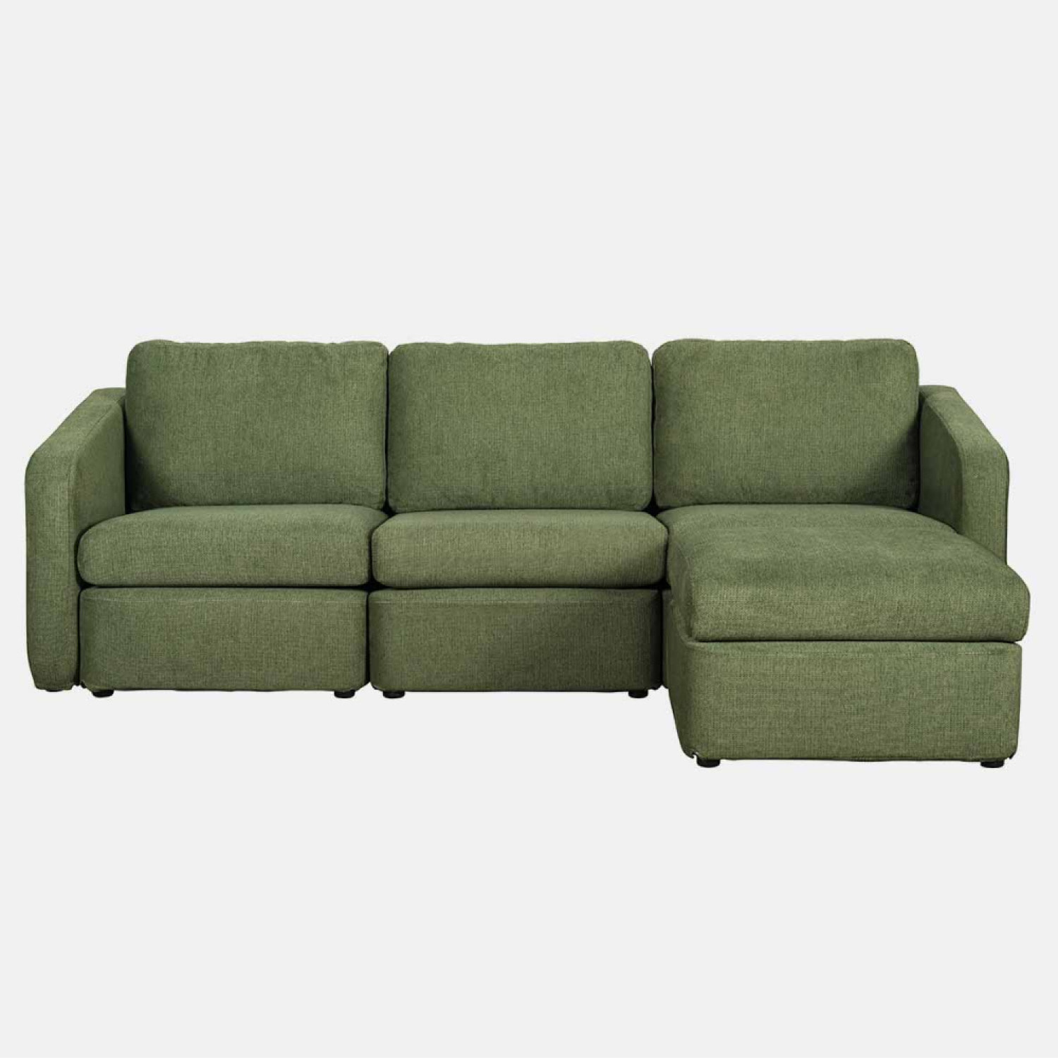 Canapé modulable 3 places vert avec pouf GALEGO