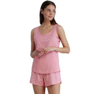 Pigiama donna in cotone top spalla larga e pantalone corto articolo dot Noidinotte