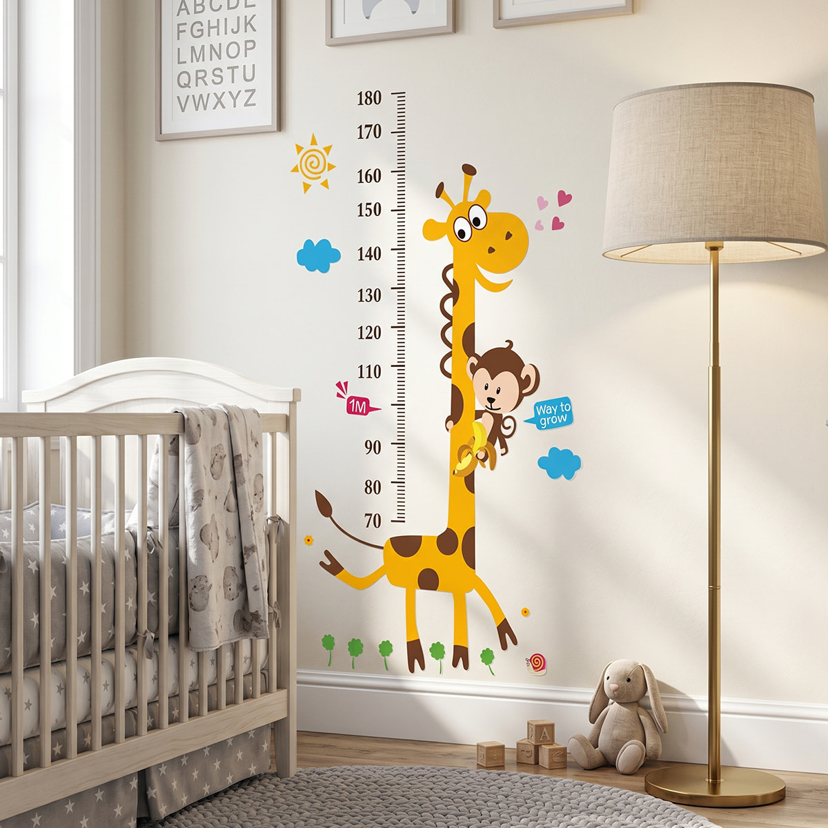Stickers Muraux décoration adhésifs toise singe et girafe