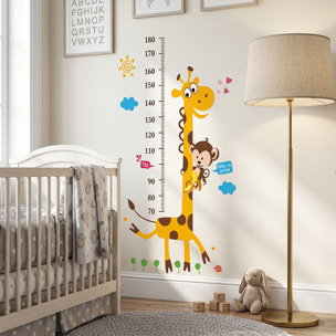 Stickers Muraux décoration adhésifs toise singe et girafe