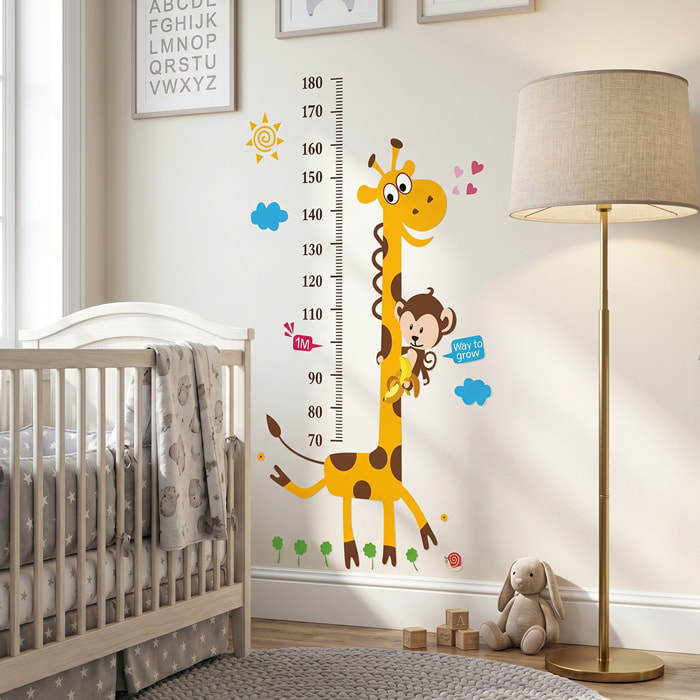 Stickers Muraux décoration adhésifs toise singe et girafe