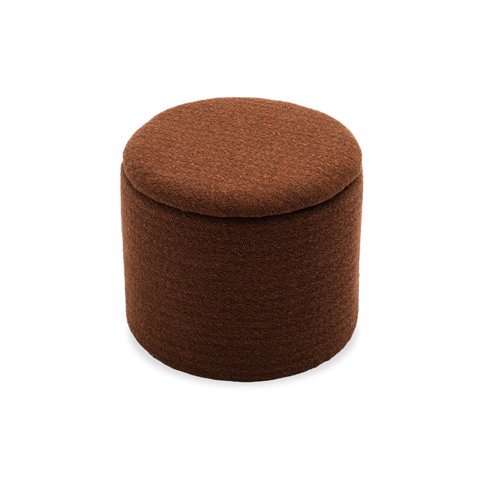 Pouf terracotta en tissu avec rangement pour coussins ou plaids