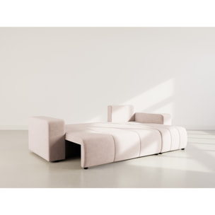 Nicole - canapé d'angle réversible 4 places convertible avec coffre en tissu - Taupe