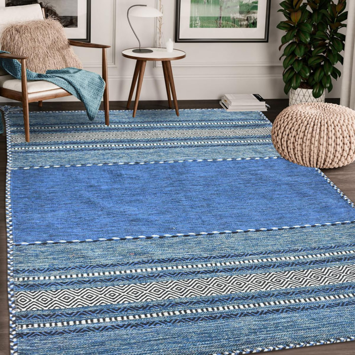 Tapis kilim fait main en coton motif ethnique BUVO