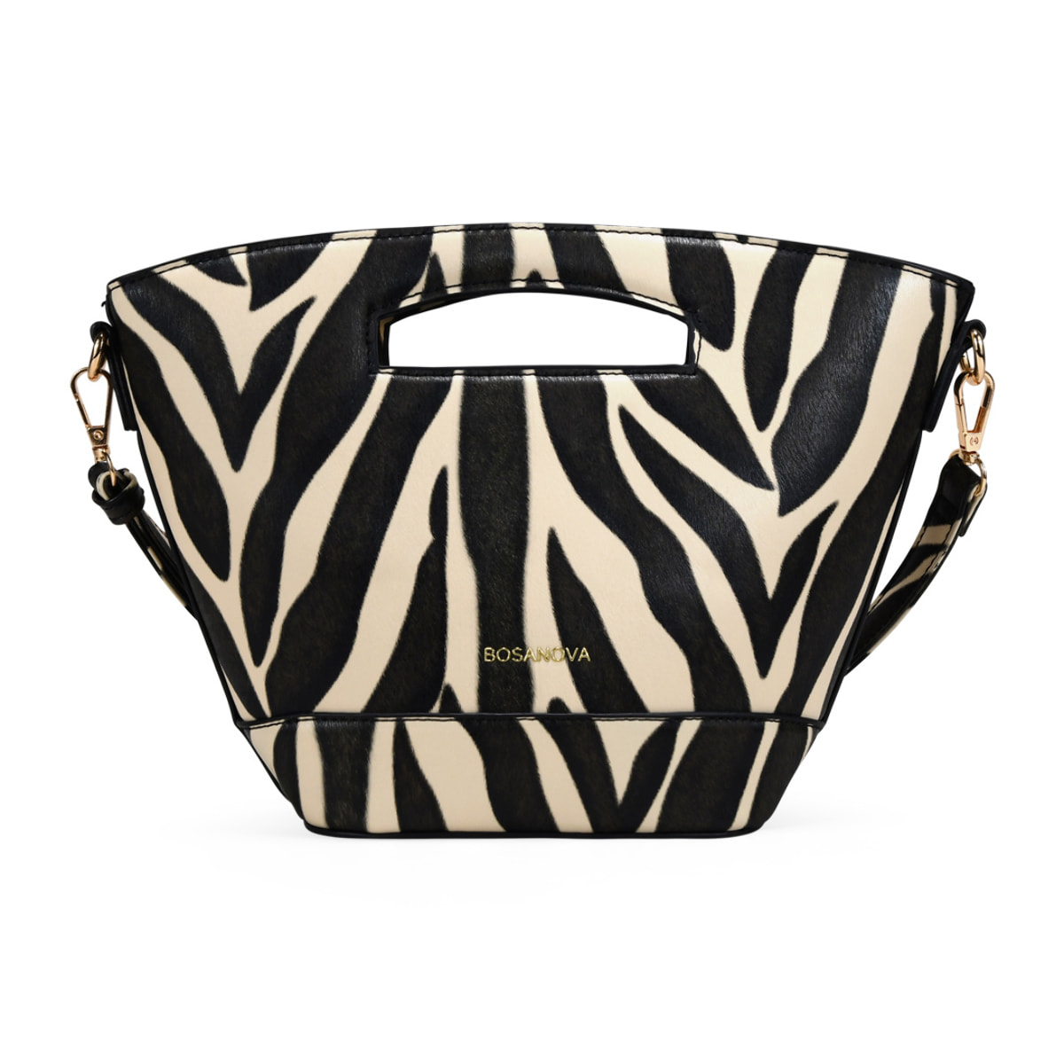 Bolso de mano efecto cebra con cremallera