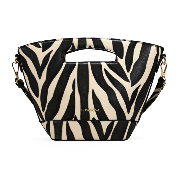 Bolso de mano efecto cebra con cremallera