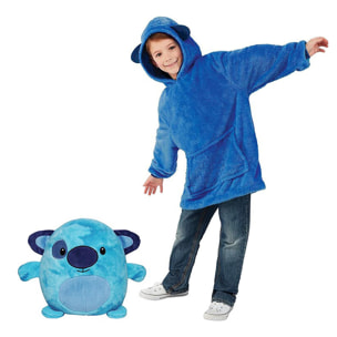 Peluche convertible en sudadera de felpa extrasuave, 60x47cm. Bolsillo frontal tipo canguro. Diseño Osito