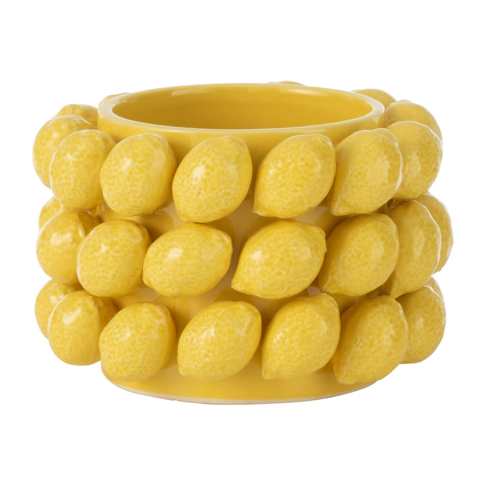 J-Line cache-pot Citrons - céramique - jaune - small -  Ø 15.5 cm