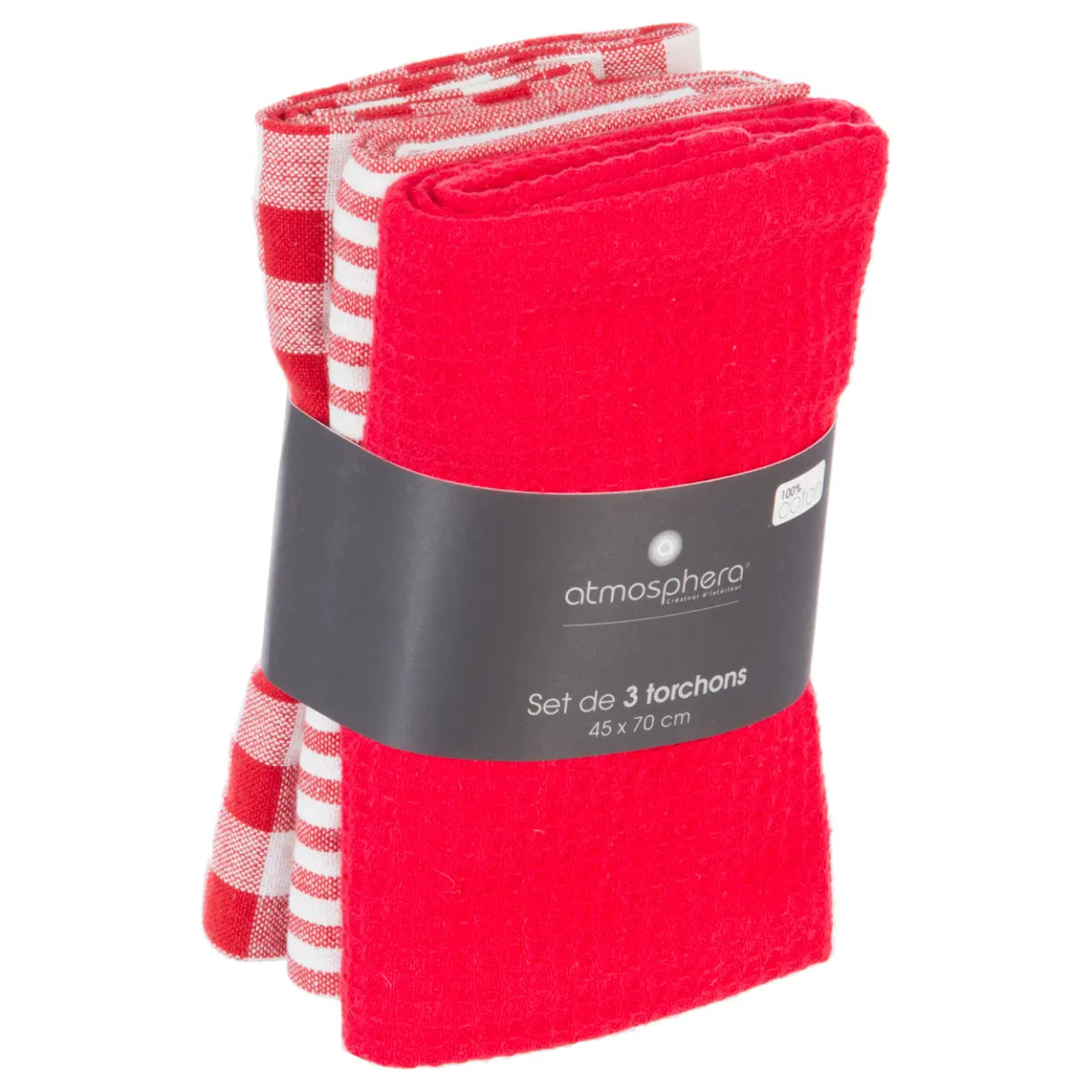 Lot de 3 torchons en coton 45x70