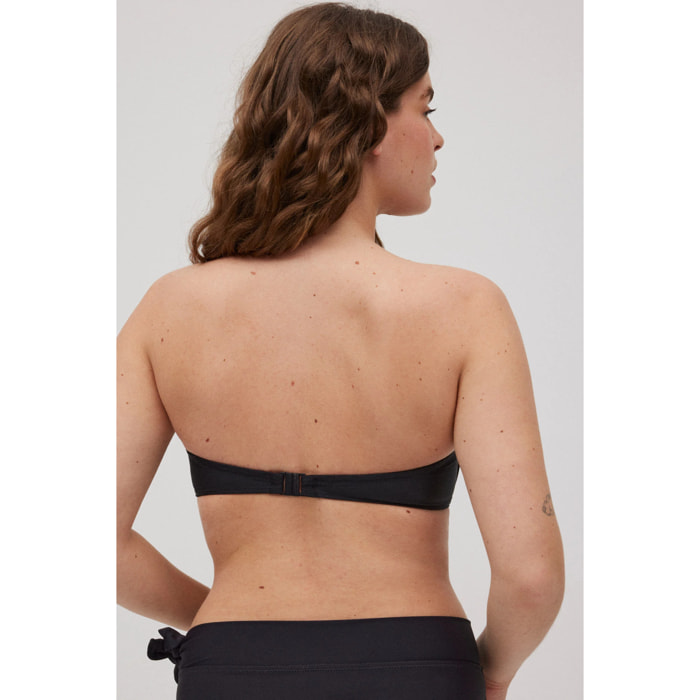 Top bikini a fascia nero per coppe B e D