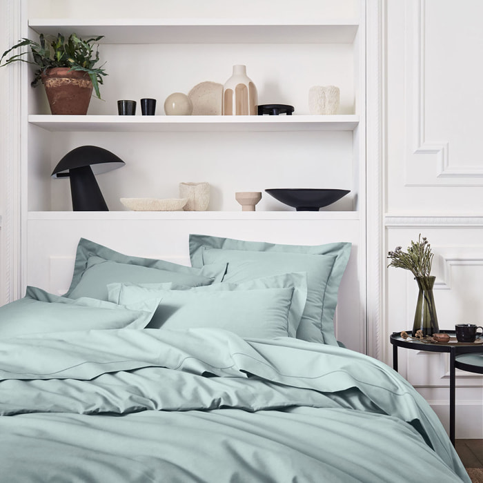 Housse de couette unie en percale de coton, PREMIÈRE, Gris Archipel