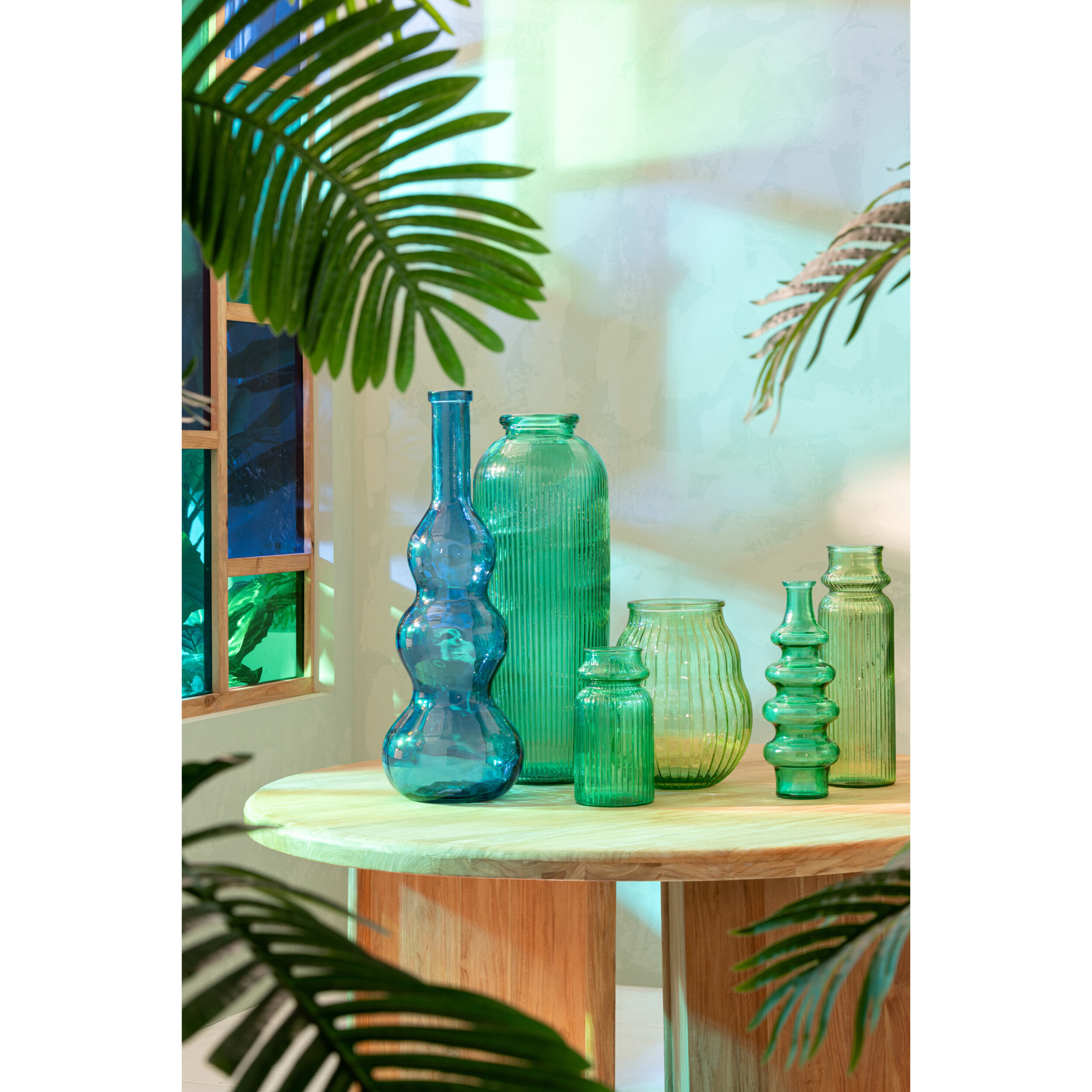 J-Line Vase Ligné - verre - vert émeraude