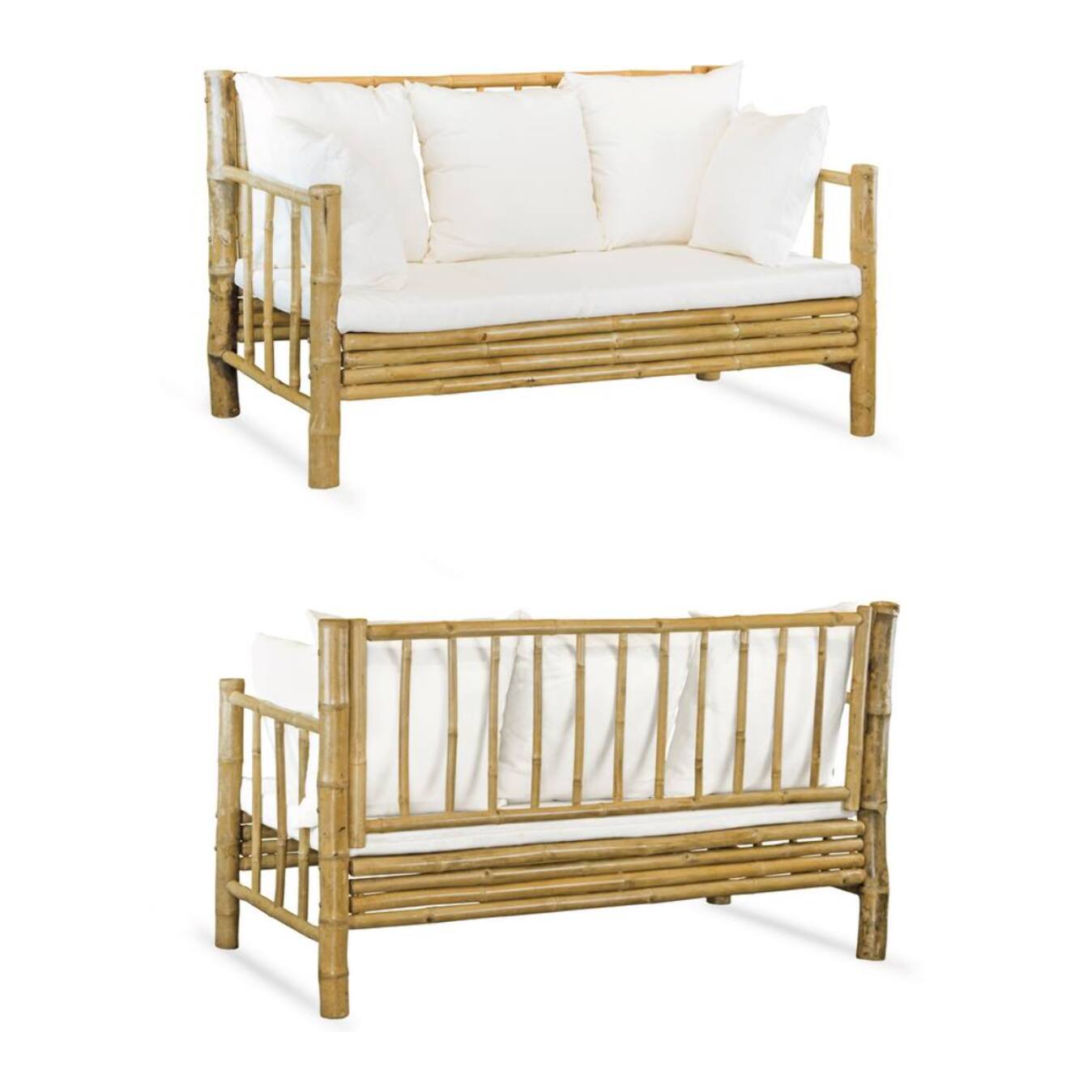 Salotto da giardino in Bamboo 4 posti con cuscini- Yasmin