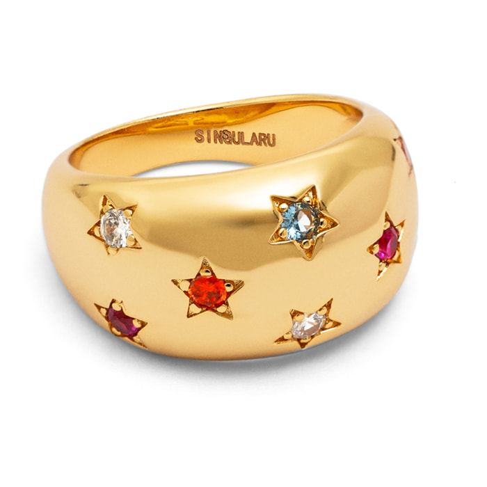 Anillo Bomb Color Stars Baño Oro