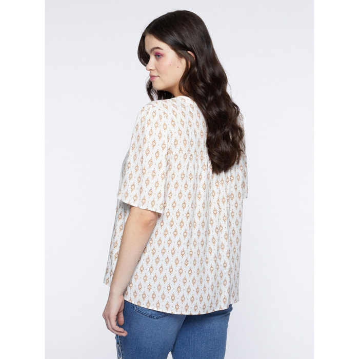 Fiorella Rubino - Camisa con estampado étnico - Blanco