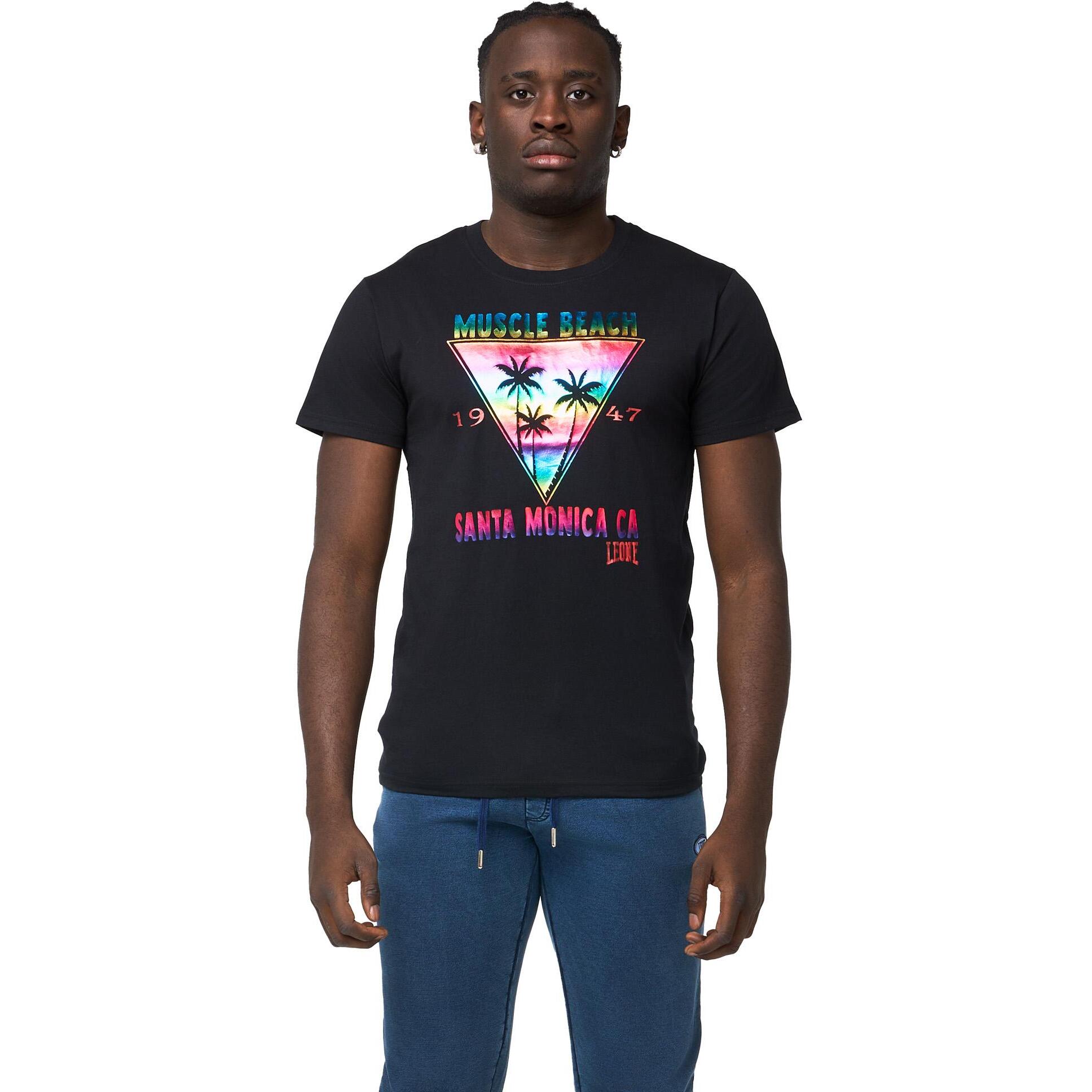 T-shirt a maniche corte stampata Leone Beach