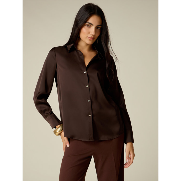 Oltre - Camicia in raso - Marrone