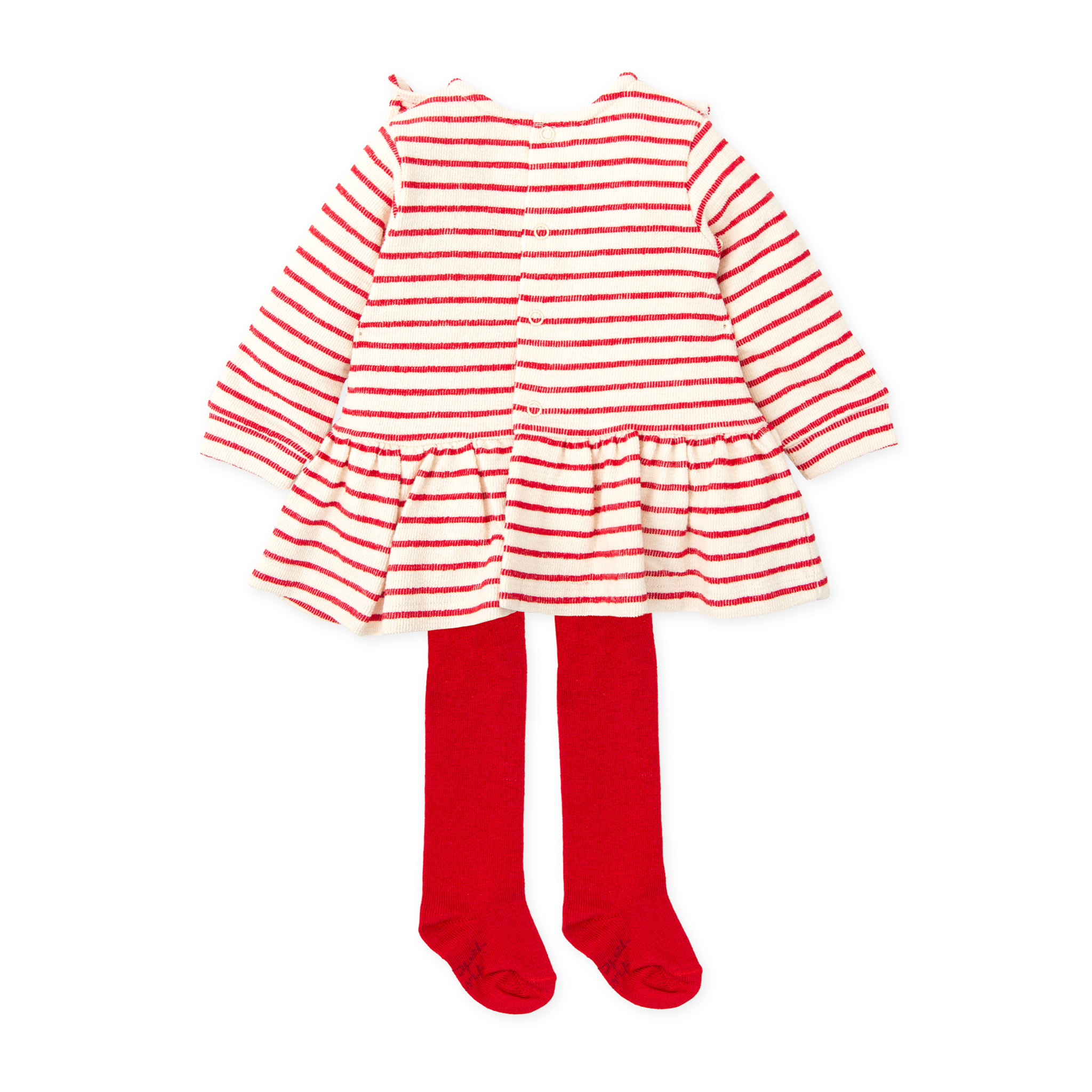 Vestido con leotardos . - Rojo