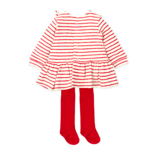 Vestido con leotardos . - Rojo