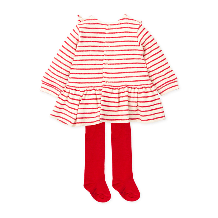 Vestido con leotardos . - Rojo