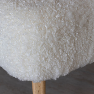 Fauteuil en tissu crème et structure en bois ELIOT