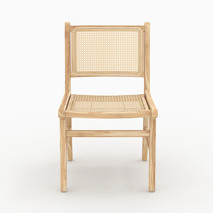 Lot de 2 chaises en bois de teck et rotin - Kyla