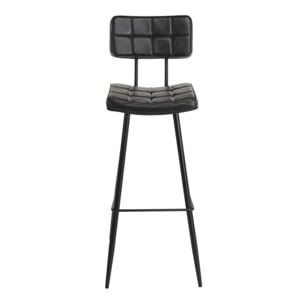 TOM - Lot de 2 tabourets de bar James noir hauteur d'assise 80cm
